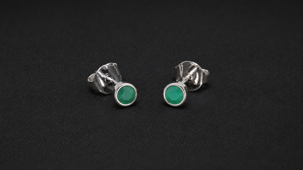 Round Colombian Emerald Earrings